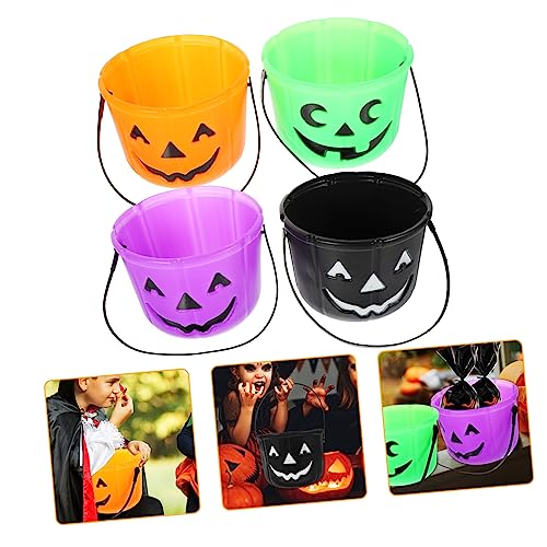 OFFSCH 4 Stück tragbarer Kürbiseimer Halloween Süßes sonst gibt's Saures Tasche Halloween-Eimer für Kinder Halloween kinder Halloween behälter für süßigkeiten Süßigkeitenglas von OFFSCH