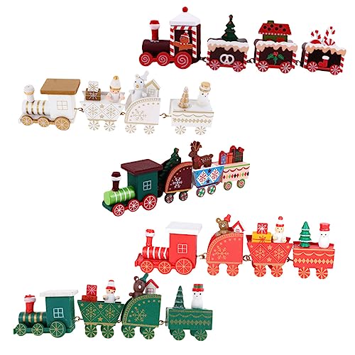 OFFSCH 5 Stück Weihnachten Holz Zug Spielzeug für Kinder Miniaturzug Weihnachtspuppe Kind Fenster Lebkuchen von OFFSCH