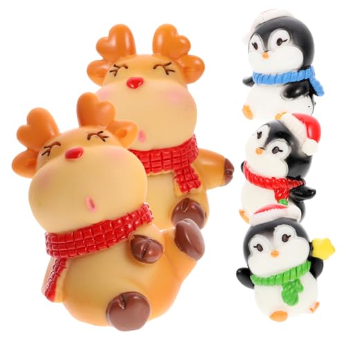 OFFSCH 5St Mikrolandschaft Pinguin penguin Pinguine laufstall Spielzeug weihmachtsdeko toy Pinguin-Ornament kleine Pinguinverzierung Mikrolandschaftsornament Miniatur-Elch-Dekoration Harz von OFFSCH