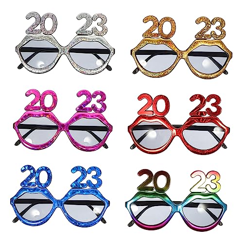 OFFSCH 6st 2023 Digitale Brille 2023 Partybrille Damen Weingläser Lustige Brille Coole Sonnenbrille Lichter Weihnachtsfeier Brille Rosa Partydekorationen 2023 Zahlenbrille STK von OFFSCH