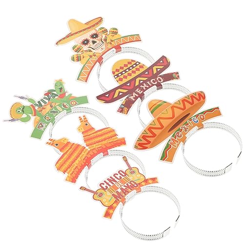 OFFSCH 6st Mexikanisches Stirnband Kostüm Party Stirnband Aus Stroh Mexikanisches Thema Stirnband Mexikanische Haarspange Stirnbänder Aus Papier Spanisches Stirnband Aluminiumfolie von OFFSCH