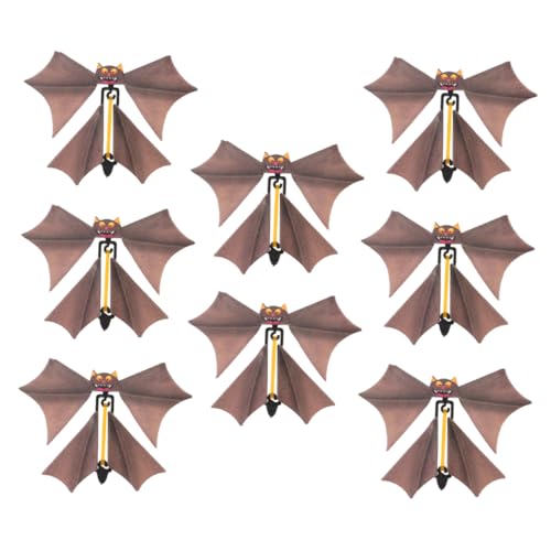 OFFSCH 8st Fledermaus- -Requisiten Fledermäuse Halloween-Dekoration Halloween-fliegenfledermäuse Mini-Fledermaus Halloween Fliegendes Tier Fledermausfigur Plastik Light Brown von OFFSCH