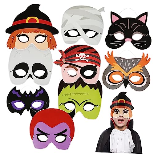 OFFSCH 9 Stück Halloween Masken 9 Teiliges Set Mit Elastischer Kordel Tiere Maske Für Party Karneval Masken Requisite Halloween Masken Requisiten Einzigartige Maske Halloween von OFFSCH