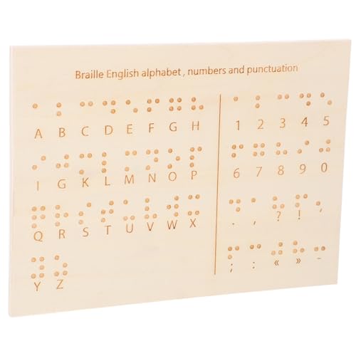 OFFSCH Braille-unterrichtsgeräte Braille-Spiele Bretter Blindenschrift Lernangebot Für Blinde Menschen Braille-worttafeln Planke Braille-lerntafel Braille-zubehör Brief Etikett Holz Beige von OFFSCH