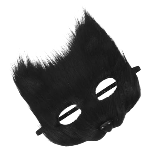 OFFSCH Fuchs Maske Maskenball Maskenparty Pelzige Masken Halloween-Maske Verkleidungsmaske Maskerade Cosplay-Maske Maskerademasken Tierkostüm-Maske Wolfsmasken Katzenmasken Flanell Black von OFFSCH