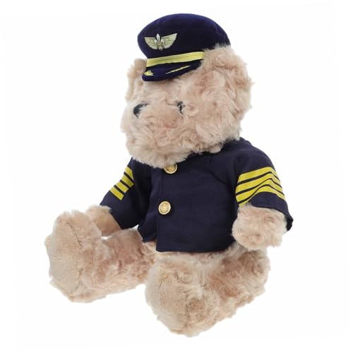 OFFSCH Plüschbär Bär Figur Ausgestopfter Bärenpilot Plüsch Gefüllte Bärenpuppe Bären-kuscheltiere Plüschbärenpuppe Pilot-plüschbär Lebendige Bärenpuppe Tragen Pp Baumwolle Brown von OFFSCH