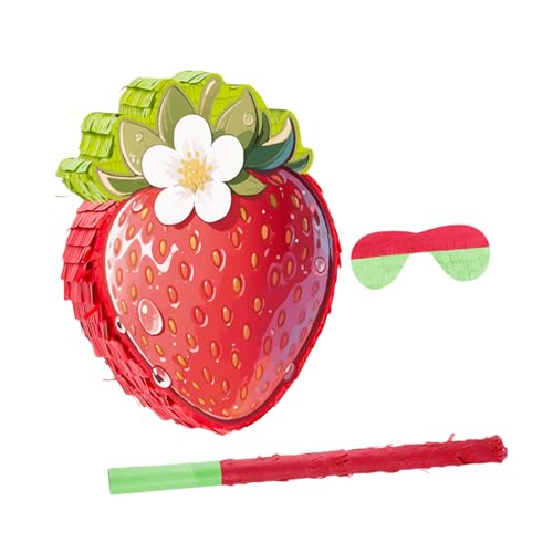 OFFSCH Rote Erdbeer-piñata Partyspiel mit Augenbinde und Konfetti Pappkarton-dekoration für Sommer Geburtstag Kindergeburtstag und Fiesta Feier OFFSCH Rote Erdbeer-piñata Partyspiel mit Augenbinde und Konfetti Pappkarton-dekoration für Sommer Geburtstag Kindergeburtstag und Fiesta Feier von OFFSCH
