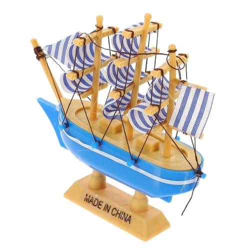 OFFSCH Schiff Wikinger-piratenboot Nautisches Segelboot Segelboot-figur Mini-boot-figur Küstendekorationen Nautische Cupcake-topper Nautische Segelbootverzierung Dekorativ Blue Hölzern von OFFSCH