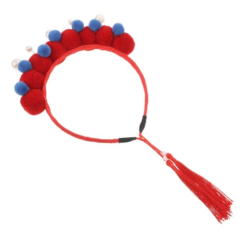 OFFSCH Ausgefallenes Pompom-Haar elegantes Stirnband im chinesischen Stil für Frauen Haarbänder Perlen Cosplay-Kopf-Accessoires von OFFSCH