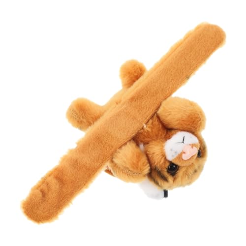 OFFSCH Tierischer Sexring Schlagbänder Animal-Slap-armbänder Für Kinder Plüschtier-Armband Tiger-plüschtier Tierarmbänder Für Kinder Kinderspielzeug Stofftier-Armband Yellow Pp Baumwolle von OFFSCH