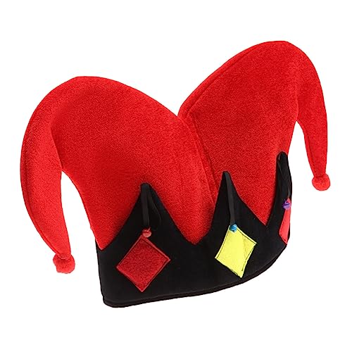 OFFSCH schräger Clownhut kapuzenpullover kopfhoerer Karnevals Party Hut Clown-Kostümzubehör Performance-Hut Party-Cosplay-Kostüm Clown-Mütze Cosplay Kopf dekorativer Mithelfer rot von OFFSCH