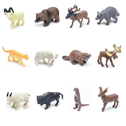 12 Stück Safari Tiere Figur Spielzeug, Figuren Tiere Spielzeug Zoo Wald Spielfiguren Bauernhof Animal Figures Safari Realistische Wildtiere Tierfiguren von OFGAOO