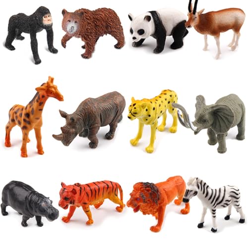 12 Stück Tiere Figuren Tiere Spielzeug, Wald Tiere-Figuren Set Tierfiguren Wald Spielfiguren Tiere Set Waldtierfiguren Waldtiere Figuren Plastiktiere Mini-Tiere Zoo Animal Figures Safari von OFGAOO