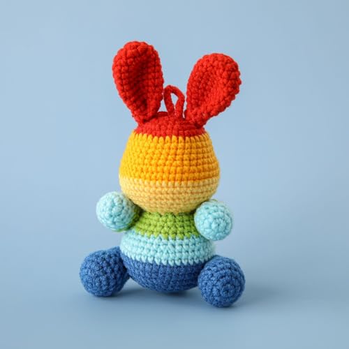 OFGAOO Hasenpuppe Kleines Gestricktes Hasenspielzeug Kuscheltier Hase Niedliches Hasenpuppenspielzeug, Schlappohr Kaninchen Stricken Kuscheltier Osterhase Puppe Geschenk für Kinder von OFGAOO