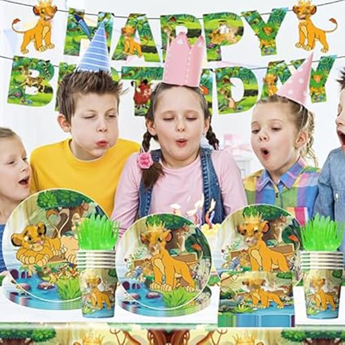 72 teiliges Party Besteck Set,Lion Party Besteck Lion Party Jungle Birthday Party Set Löwenparton Tier Geburtstagsdekoration Wald Tier Party Geschirr Papierbecher Wald Tier Dekoration von OFKAFEZV