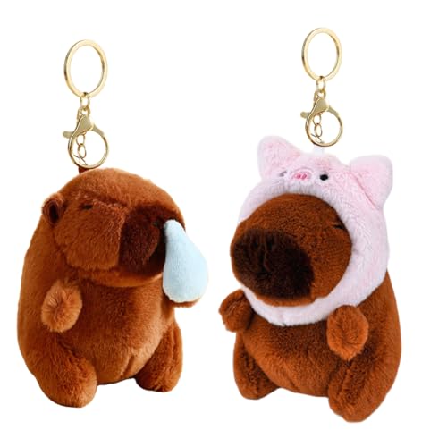 OFKAFEZV Capybara Schlüsselanhänger Plüsch, 2pcs Niedlichen Capybara Plushies, Capybara Plushies, Capybara Schlüsselanhänger, Simulation Capybara Plüschtier, Handtasche Charme Zubehör von OFKAFEZV