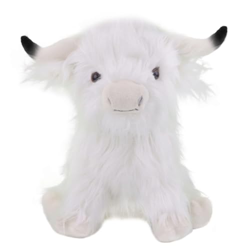 OFKAFEZV Highland Kuh Plüschtier, 25cm Tierische Kuh Kuscheltier, Highland Kuh Kuscheltier, Hochlandrind Kuscheltiere, Süße Kuscheltiere, Kawaii Plush Für Kinder Party Geburtstag Weihnachten von OFKAFEZV