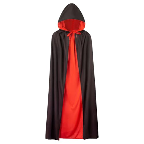 OFKAFEZV Unisex Umhang mit Kapuze, Vampir Umhang Kapuzenumhang Schwarz Rot Doppelseitig mit Erwachsener für Halloween Kostüm Dracula Umhang Halloween Umhänge Mittelalter Vampir Kostüm von OFKAFEZV