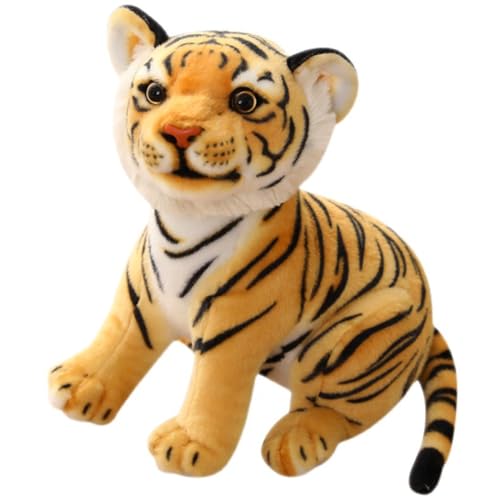 Tiger Plüschtie, 23cm Tierische Tiger Kuscheltier, Realistische Tiger Kuscheltiere, Tiger Weiche Kissen, Tiger Plüschpuppe, Cartoon Plüschpuppe Dekokissen Tiger Braun Kuscheltier Weiche Geschenk von OFKAFEZV