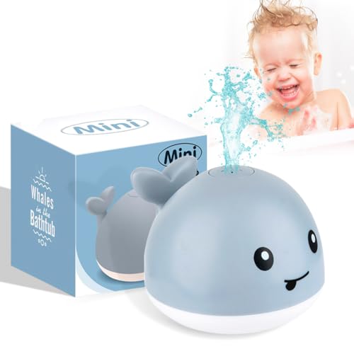 Baby Badespielzeug Wasserspielzeug ab 1 jahr, Wal Sprinkler Badespielzeug mit LED Licht, Automatische Induktion Spray Wasser Badewanne Bathtime Pool kleinkindspielzeug Geschenk für Kinder-Grau von OFOCASE