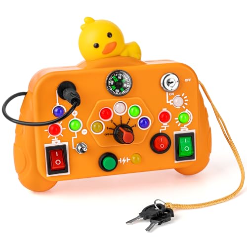 OFUN Montessori Spielzeug Busy Board ab 1 Jahr, Sensorik Spielzeug Motorikspielzeug Activity Board Lernspielzeug mit LED Lichtschalter für Baby Kleinkinder Jungen Mädchen ab 1 2 3 4 Jahre Geschenk von OFUN