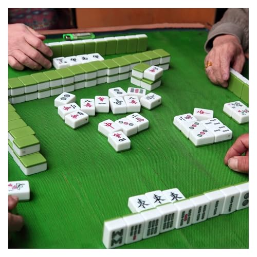 OGLYZMKW Mini chinesisches Mahjong Spiel Set, 144 Mahjong Tiles Set with Mahjong Mats Travel Board Games Lightweight Portable Mahjong Games for Family Leisure Travelling von OGLYZMKW