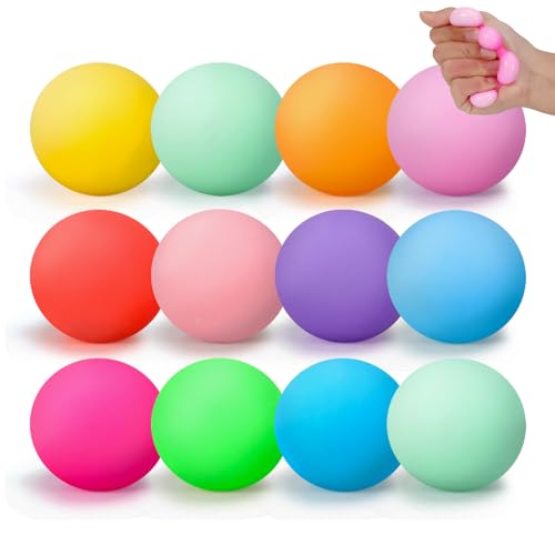 12 Stück Sensory Stress Bälle für Kinder, Farbwechsel Squishy Spielzeug, Fidget Toys Squeeze Balls für Erwachsene, weiche Anti Stress Knete von OGNI ORA