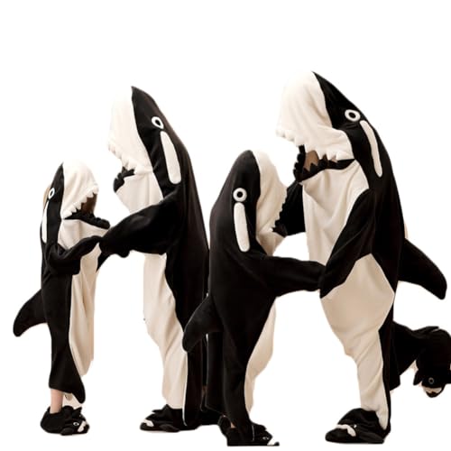 OGU' DEAL Orca-Wal-Kostüme für Erwachsene, Ozean-Tier-Cosplay-Outfits für Männer und Frauen, Wasserthema-Party-Kostüme mit Schuhen, Black Orca, Large for 61-67 Inch Height von OGU' DEAL