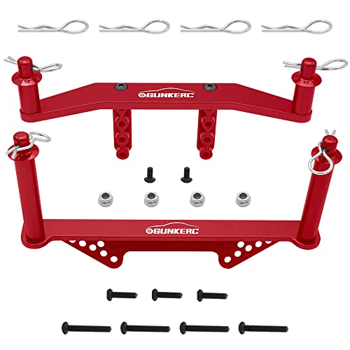 OGUNKE RC Aluminium Front- und Heckkörper-Halterungen mit Karosseriepfosten, Upgrade-Teile für 1/10 Traxxas Slash 2WD Rustler Stampede VXL (Ersatzteil: 1914R), Rot von OGUNKE