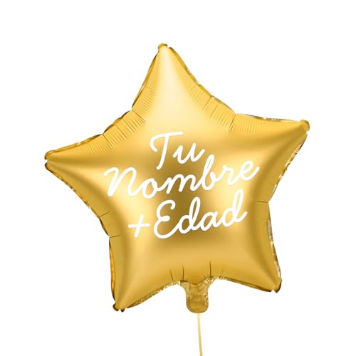 OH YEAH Personalisierbarer Stern, Gold, 48 cm, personalisierter Name, Helium, personalisierter Ballon, Folienballon, Stern-Metallic, personalisiertes Design, wählen Sie Ihren Namen + Alter von OH YEAH