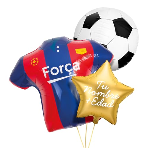 OH YEAH Personalisierbares Fußballballon-Set, Folienballon, goldener Stern + Folienballon, Fußballtrikot + Folienballon, personalisierbarer Namen, geeignet für Helium, personalisierter Ballon, wählen von OH YEAH