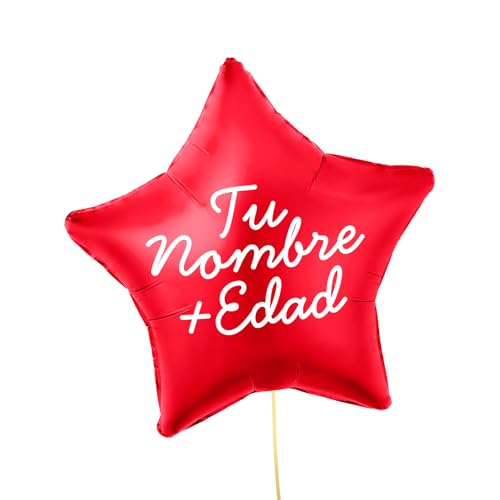 OH YEAH Personalisierter roter Stern, 48 cm, personalisierter Name, Helium, personalisierter Ballon, Folienballon, Stern-Metallic, personalisiertes Design, wählen Sie Ihren Namen + Alter von OH YEAH