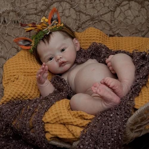 OHIJGN Reborn Doll Girl 50 cm Reborn Baby Full Silicone Lifelike Baby Doll Like Real Baby Handmade Washable Looks and Feels Like a Real Lifelike Baby von OHIJGN