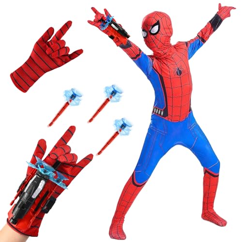 OHLINEA Karneval Kostüm Kinder mit Launcher Handschuh, Halloween Kostüm für Kinder, Cosplay Kostüme für Kinder, Halloween Kostüm Kinder Bodysuit Kostüme für Jungen Mädchen Halloween Karneval Cosplay von OHLINEA