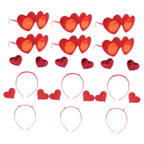 OHPHCALL 1 Satz valentinstag stirnband neuartige Stirnbänder Valentinsdekorationen herzenbrille heart shaped glasses Valentinstag Dekorationen Stirnbänder für Erwachsene Plastik rot von OHPHCALL