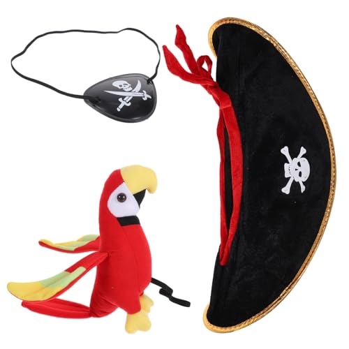 OHPHCALL 1 Set Ausgestopfter Papagei Folienpapagei Kostüm Piratenkostüm Kinder Piratenkapitän Augenmaske Schulterpapagei Modell Piratenkostüm Requisiten Rollenspiel Kreativer von OHPHCALL