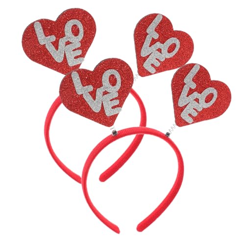 OHPHCALL 2 Stk Stirnband zum Valentinstag Valentine Love Stirnband Valentinstag-Headbopper lustige kopfbedeckung party haarreif Haarschmuck für Frauen Herzförmiges Stirnband Filzgagrit rot von OHPHCALL