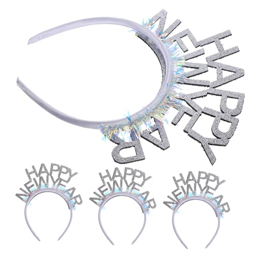 OHPHCALL 4 Stück Frohes neues Stirnband Tiara für das neue Jahr 2024 Haarband für Silvester Stirnband für Damen neues jahr kopf bopper 2024 Stirnband Haarschmuck Mädchen-Stirnband gefühlt von OHPHCALL