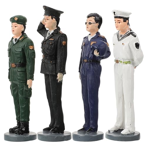 OHPHCALL 4-Teiliges Miniatur-Personenfiguren-Set Mini-Soldatenmodelle Spielzeug Friedenstruppe Pilotenfiguren Bemalte Menschen Miniaturszenen Puppenhaus-Dekoration von OHPHCALL