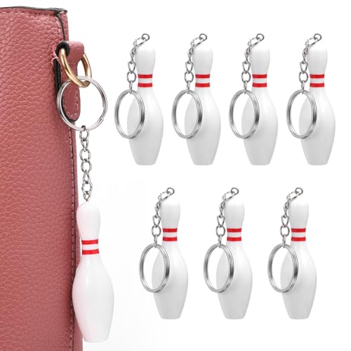 OHPHCALL 8 Stück Bowlingkugel Und Pin Schlüsselanhänger Geldbörse Tasche Rucksack Anhänger Sport Party Gastgeschenke Dekorationen Mini Bowling Pin Schlüsselanhänger Auto Schlüsselanhänger von OHPHCALL