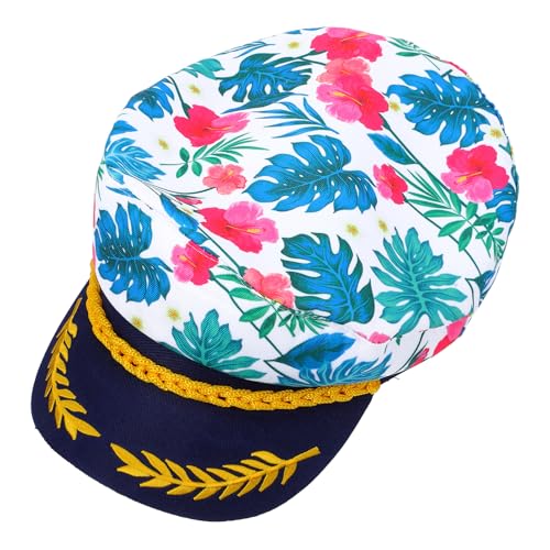 OHPHCALL Admiral- -Hut Monstera-Blatt Seemann-Kostüm Kappe Marine-Kappe Hut Marineblau Matrose Yacht Kapitänshut Für Damen Und Herren Strand Hawaii-Outfit B von OHPHCALL