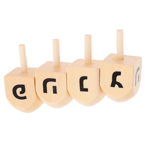 OHPHCALL Chanukka-Dreidel Aus Holz 4 Stück Chanukka-Kreisel Chanukka-Renndreidel Hölzerner Chanukka-Dreidel Jüdische Feiertags-Partydekorationen Partygeschenke Geschenktüten Belohnungen von OHPHCALL