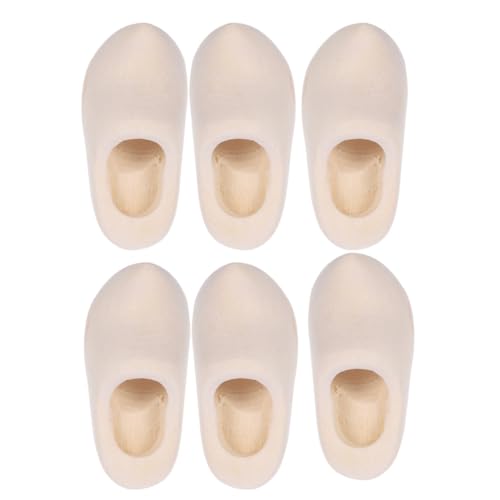 OHPHCALL Fingerschuhe 3 Paar Holländische Clogs Puppen-Holzschuhe Unvollendete Holzfiguren Leere Holzschuhe Miniatur-Puppenschuhe Mini- -Dekoration 3 cm von OHPHCALL