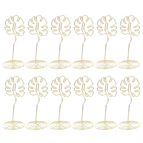 OHPHCALL Goldkartencliphalter 12Pcs Turtle Blattformen Foto Display Ständer Memo Note Message Karten Anzeige Stand Für Home Office von OHPHCALL