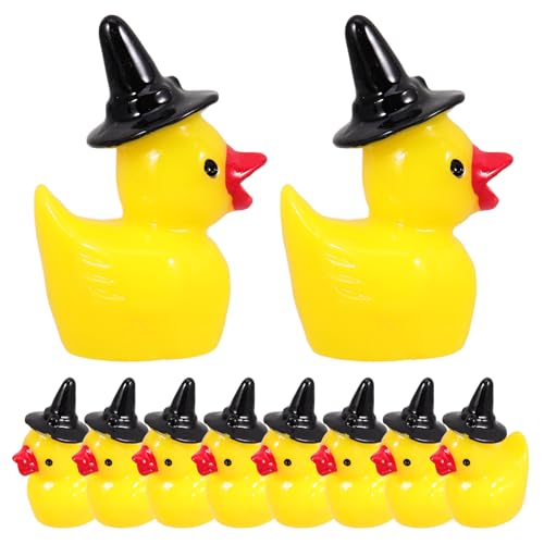 OHPHCALL Halloween-Mini-Harz-Ente 10 Stück Halloween-Miniatur-Hexen-Enten-Kuchenaufsatz Winzige Enten-Figuren Ornament Für Halloween-Bastelarbeiten Puppenhaus Feengarten Heimdekoration von OHPHCALL