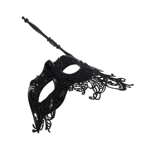 OHPHCALL Handgehaltene Stabmaske Schädel-maskerade-maske Halloween-masken Für Erwachsene Männer Maskerade-maske Für Frauen Mit Stock Fledermaus Augenmaske Strichmännchen-maske Black Spitze von OHPHCALL