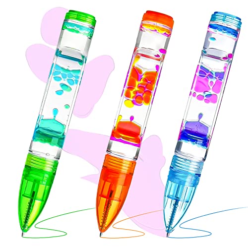 Liquid Motion Bubbler Spielzeug Stifte 3 Farben Fidget Toy Flüssigkeitsbewegungsstift Bunte Fidget-Spielzeug-Stifte Flüssig-Timer-Stifte Liquid Timer Pen Sensory Anti-Stress für Kinder Erwachsene von OHSN