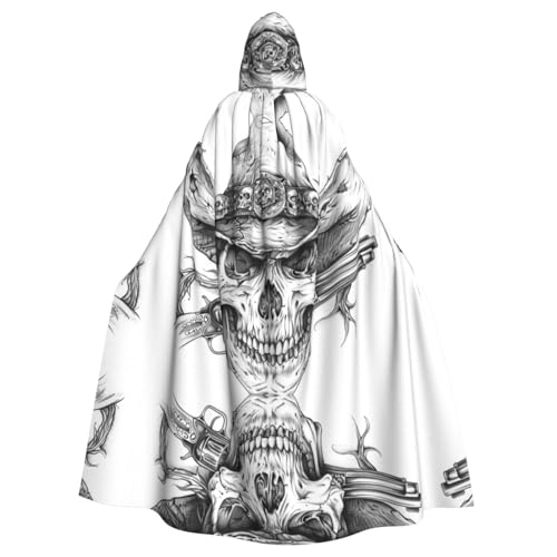 OIBNKCN Serious black and white skeleton Suitable for both men and women, adult hooded robes, cloaks, knights, stylish and cool role-playing costumes von OIBNKCN