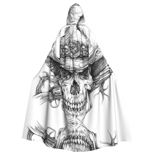 OIBNKCN Serious skeleton Suitable for both men and women, adult hooded robes, cloaks, knights, stylish and cool role-playing costumes von OIBNKCN