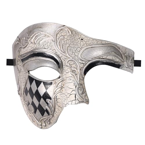 OIDEA Halbgesichtsmaske für Herren: Geistermasken der Oper Venedig, aus Kunststoff, Kostüme, Karneval, Halloween, Rollenspiel – für Kostüme, Cosplay, Geschenke von OIDEA